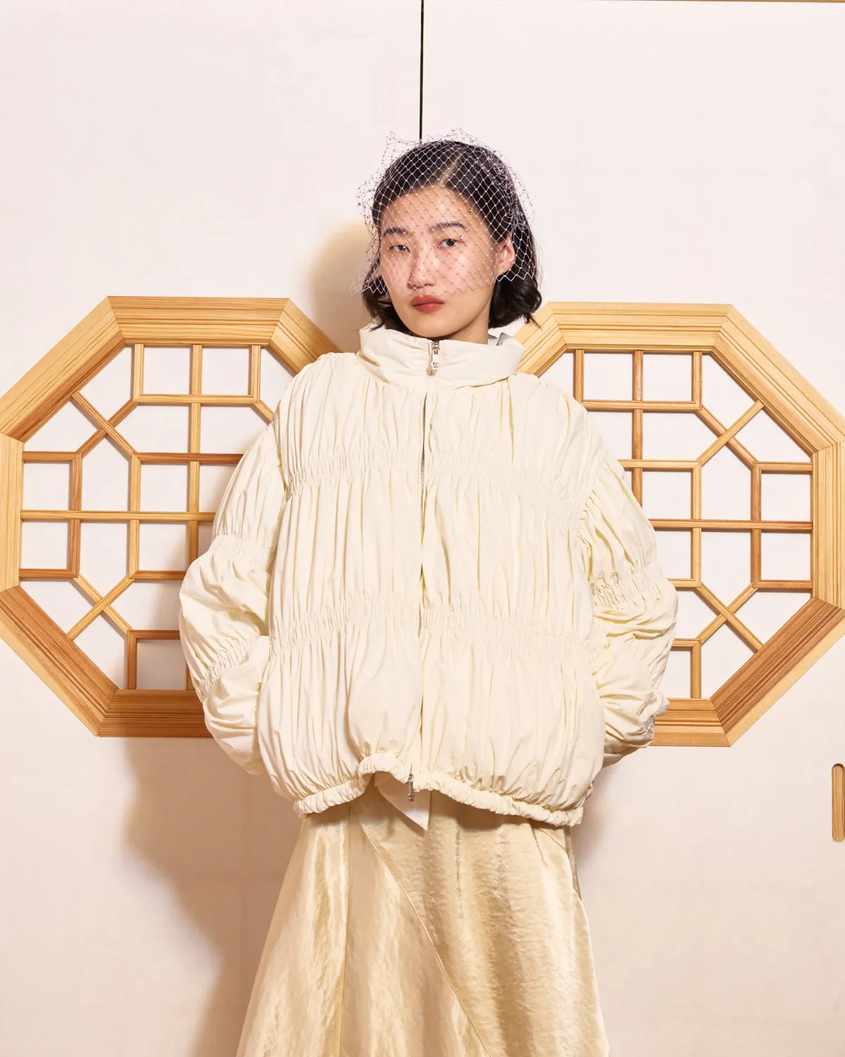 IVORY PLEATED DUVET PUFFER sold by Sundae School product image thumbnail 5