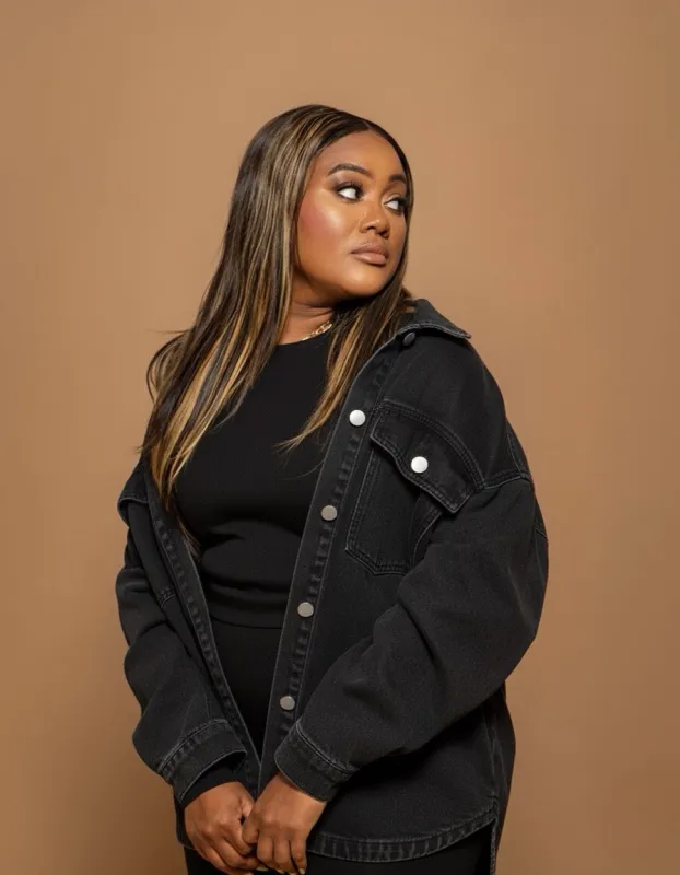 BLACK OVERSIZE WASHED DENIM JACKET made by Royal Raine