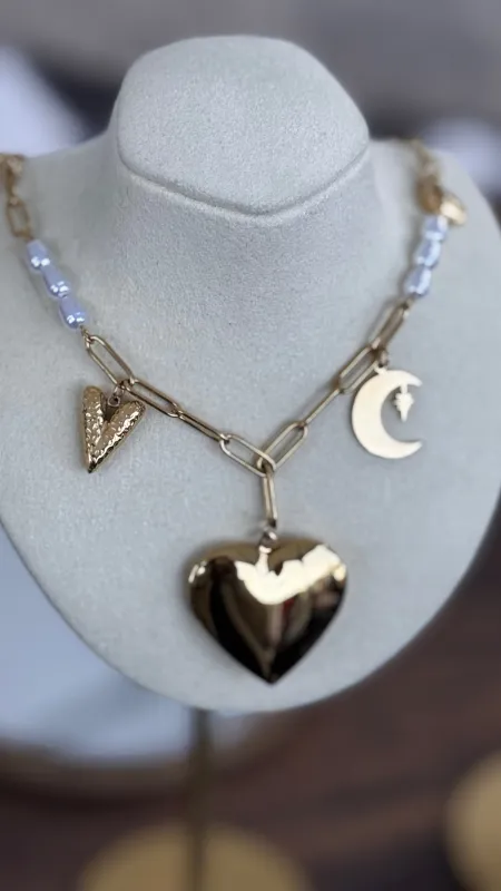 Moon Locket Charm Necklace made by Royal Raine