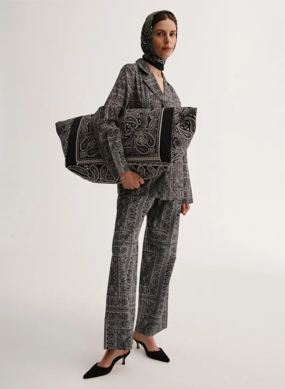 Torba typu shopper z bawełny w kolorze czarnym - Capri sold by Le Brand