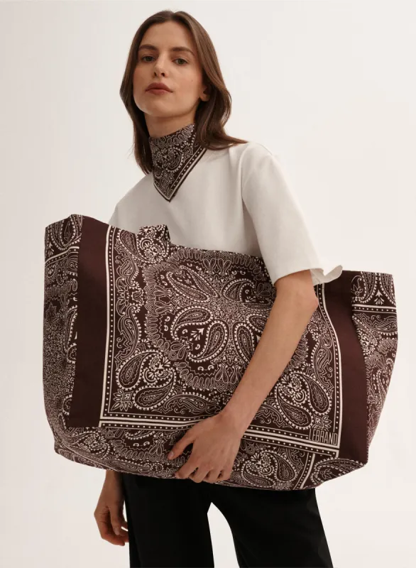 Torba typu shopper z bawełny w kolorze burgundu - Capri sold by Le Brand