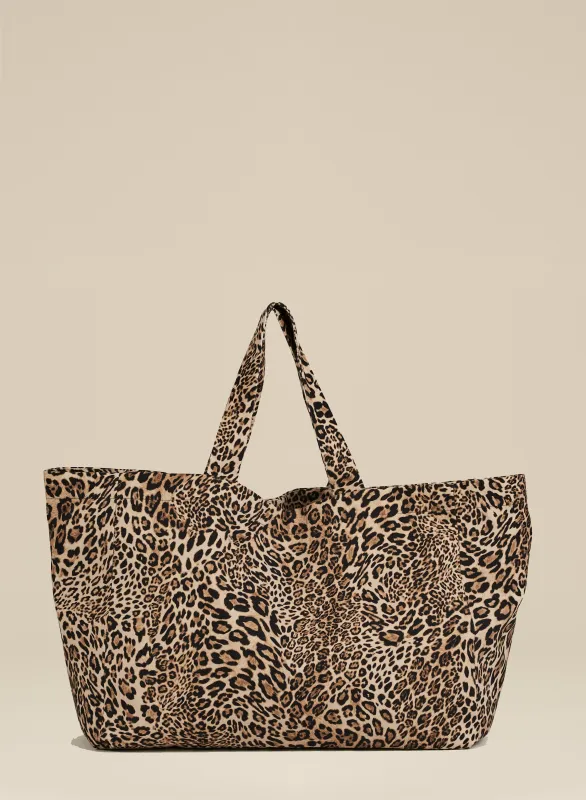 Torba typu shopper z bawełny w print leopard - Capri sold by Le Brand