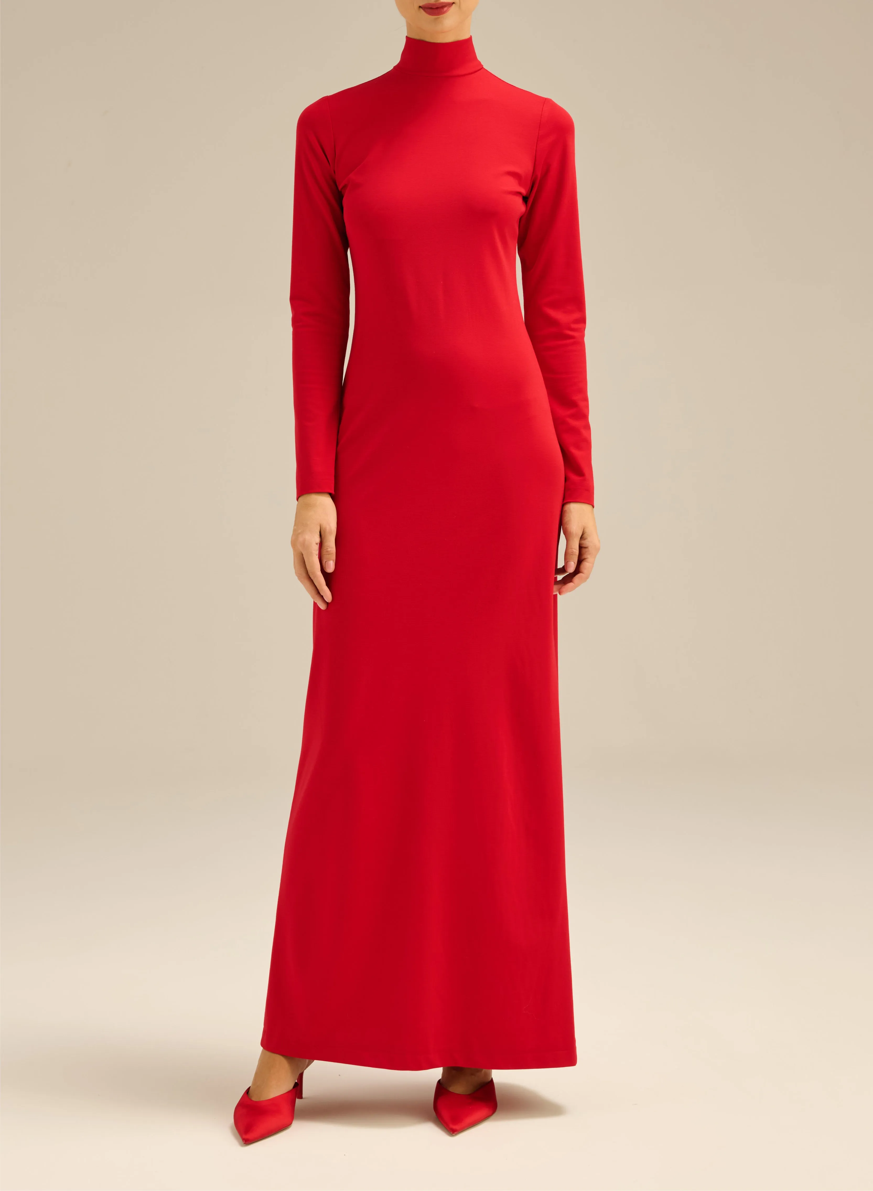 Sukienka maxi ze stójką czerwona - Taylor sold by Le Brand