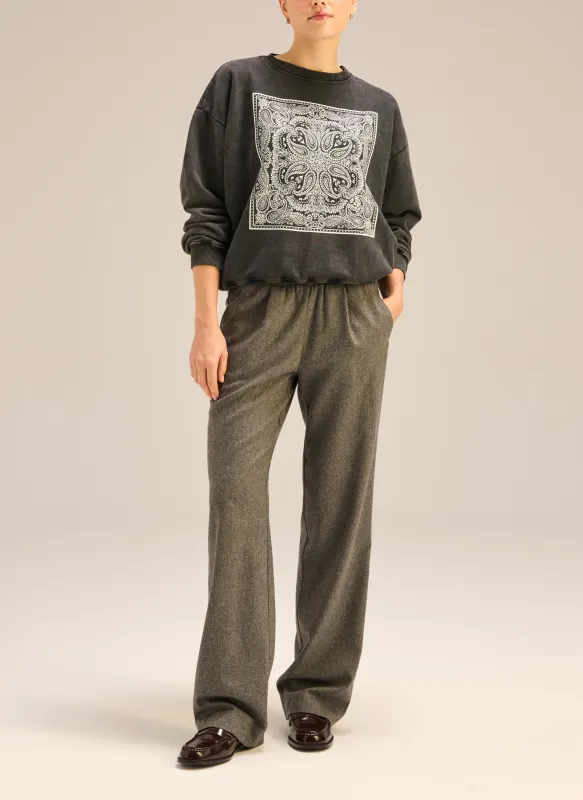 Spodnie z elastyczną talią i prostą nogawką w szarym kolorze - Ome sold by Le Brand