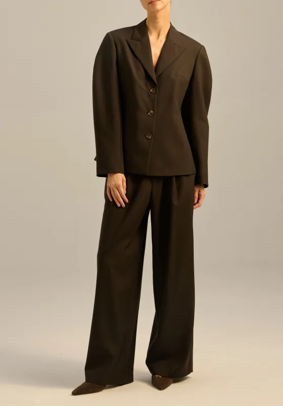 Spodnie z wełny z prostą nogawką w kolorze brązowym - Odell sold by Le Brand
