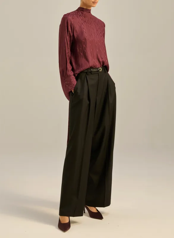 Bluzka w kolorze burgundowym z wiązaniem - Stella sold by Le Brand