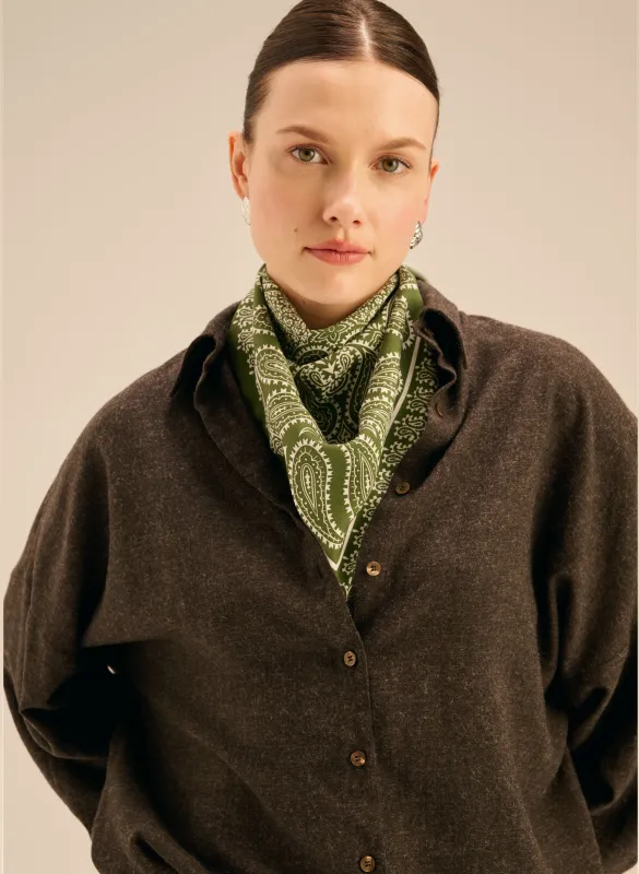 Koszula z wiskozy oversize brązowy melanż - Alessi sold by Le Brand