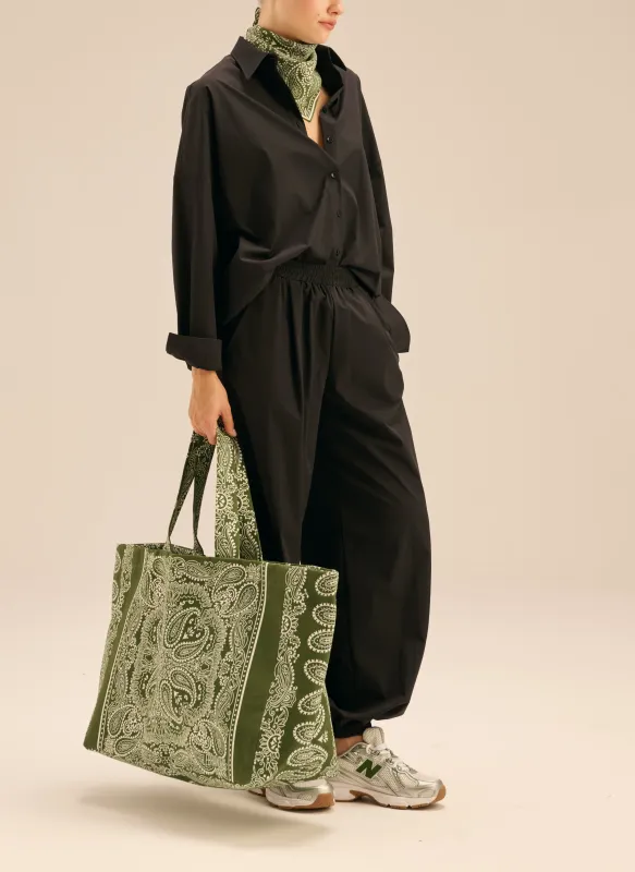 Torba typu shopper z bawełny w kolorze zielonym - Capri sold by Le Brand