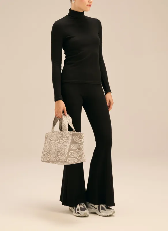 Torba mini typu shopper szara z printem - Mia sold by Le Brand