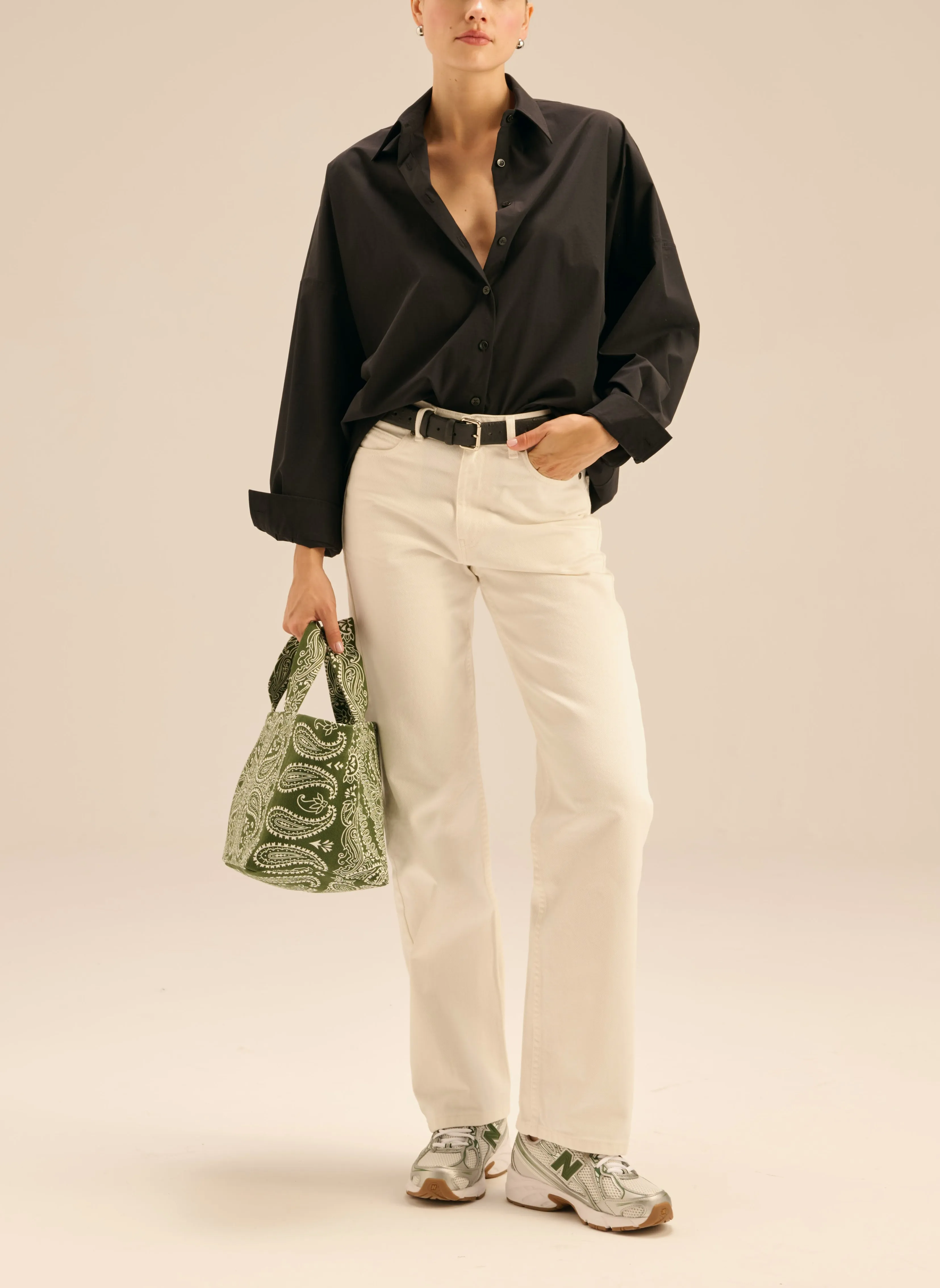 Torba mini typu shopper zielona z printem - Mia sold by Le Brand