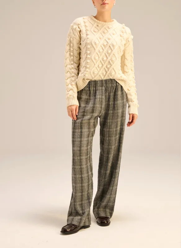 Spodnie z elastycznym pasem w kraciasty wzór - Sammy sold by Le Brand