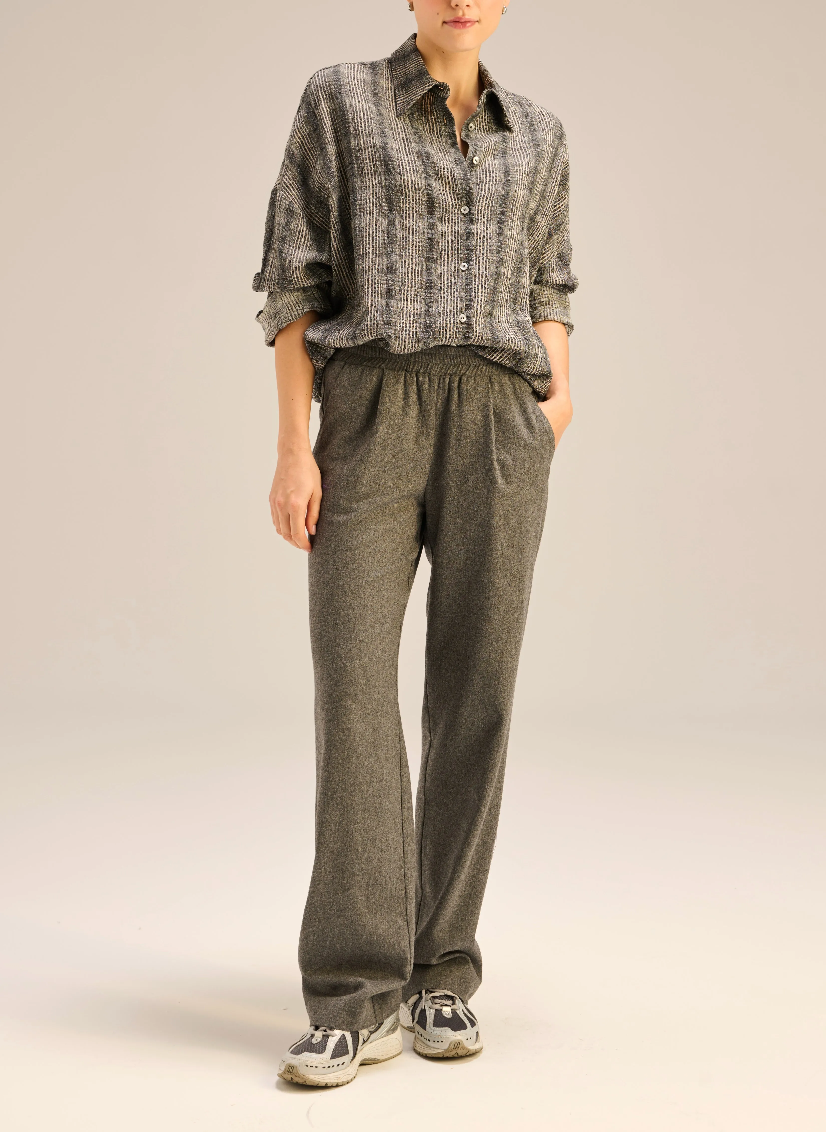 Koszula oversize w szarą kratę - Alessi sold by Le Brand