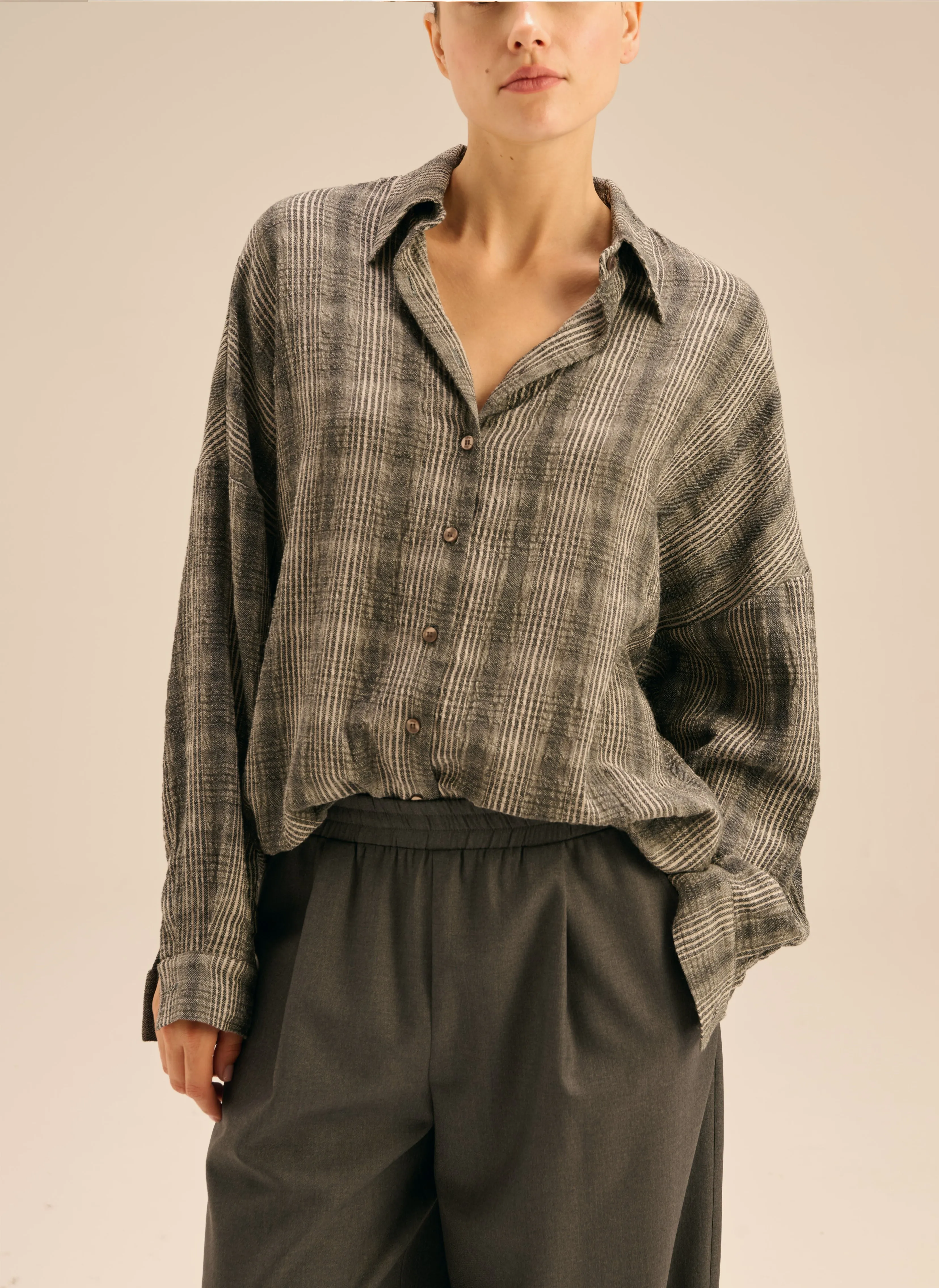 Koszula oversize w szarą kratę - Alessi sold by Le Brand product image thumbnail 3