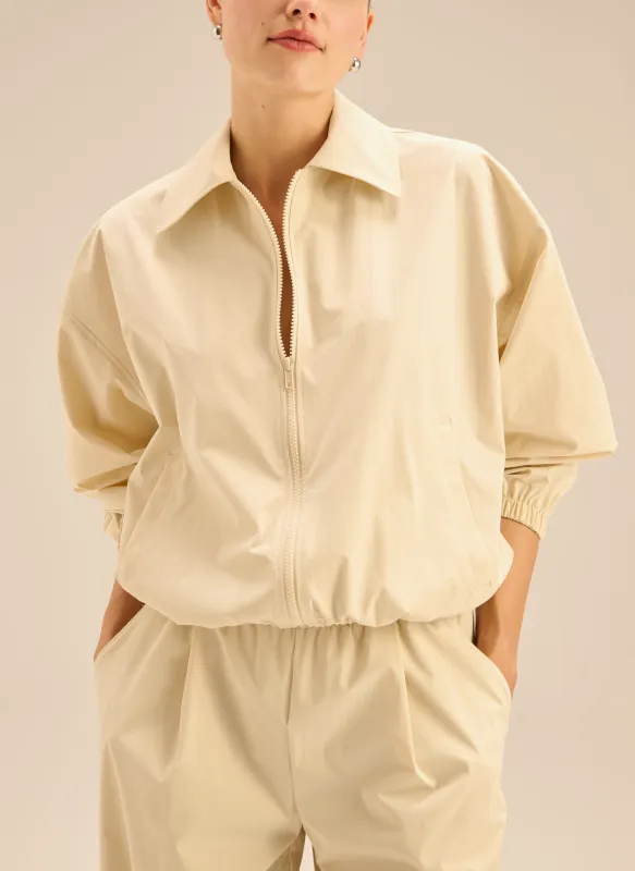 Kurtka z ortalionu w kolorze ecru ze ściągaczami - Stanley sold by Le Brand