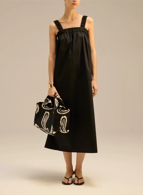 Sukienka midi na ramiączkach w kolorze czarnym- Lara sold by Le Brand