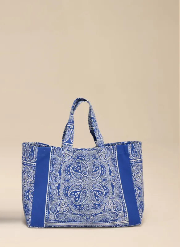 Torba typu shopper z bawełny w kolorze chabrowym - Capri sold by Le Brand