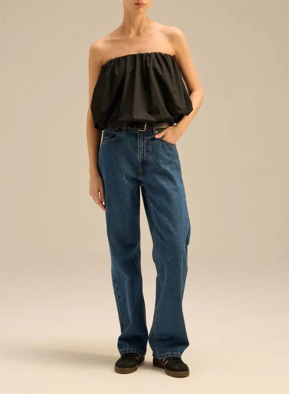 Top bez ramiączek o kroju bombki w kolorze czarnym- Azami sold by Le Brand