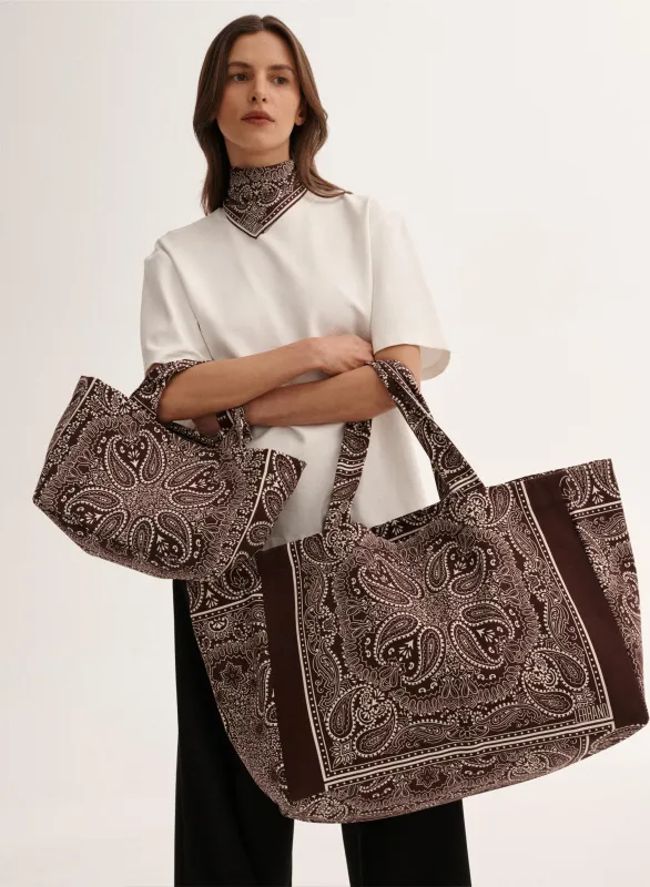 Torba mini typu shopper burgund z printem - Mia sold by Le Brand