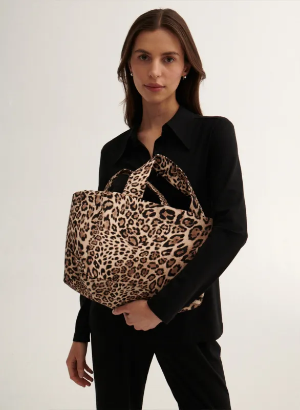 Torba mini typu shopper z printem leopard - Mia sold by Le Brand