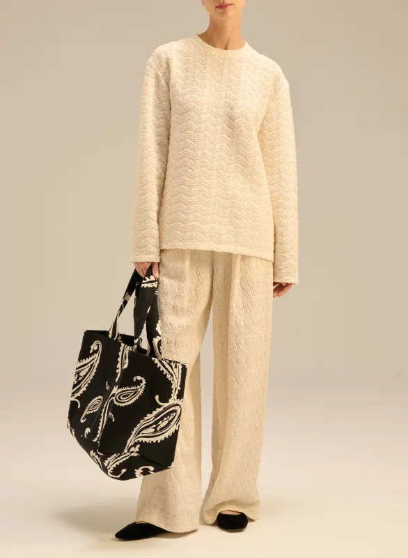 Torba typu shopper z bawełny czarna we wzór - Capri sold by Le Brand