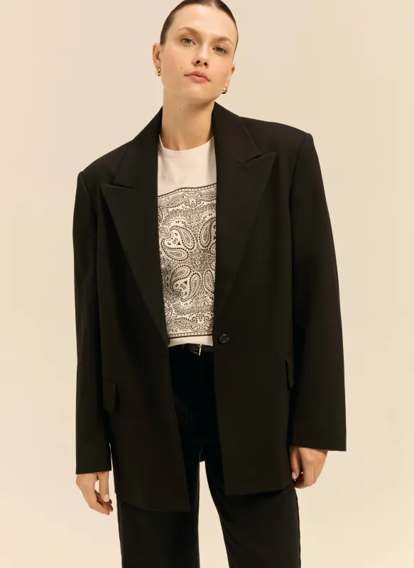 Marynarka z mięsistego jerseyu w kolorze czarnym o kroju oversize - Cate sold by Le Brand