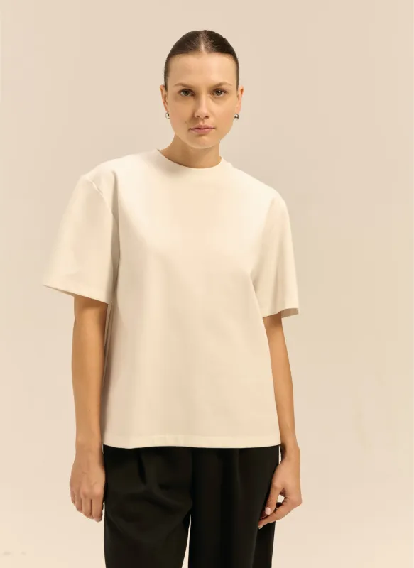 T-shirt o luźnym kroju w kolorze białym - Tate made by Le Brand