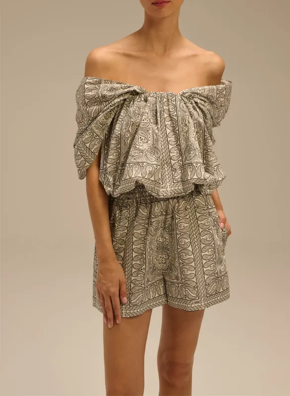 Szorty z bawełny o luźnym kroju z wzorem bandany - Vigo sold by Le Brand