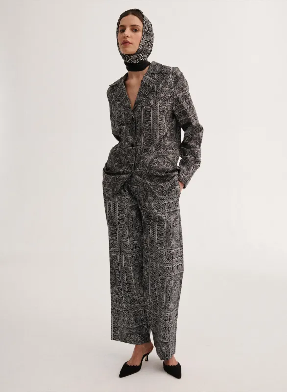 Spodnie z bawełny o luźnym kroju z wzorem bandany - Roy sold by Le Brand