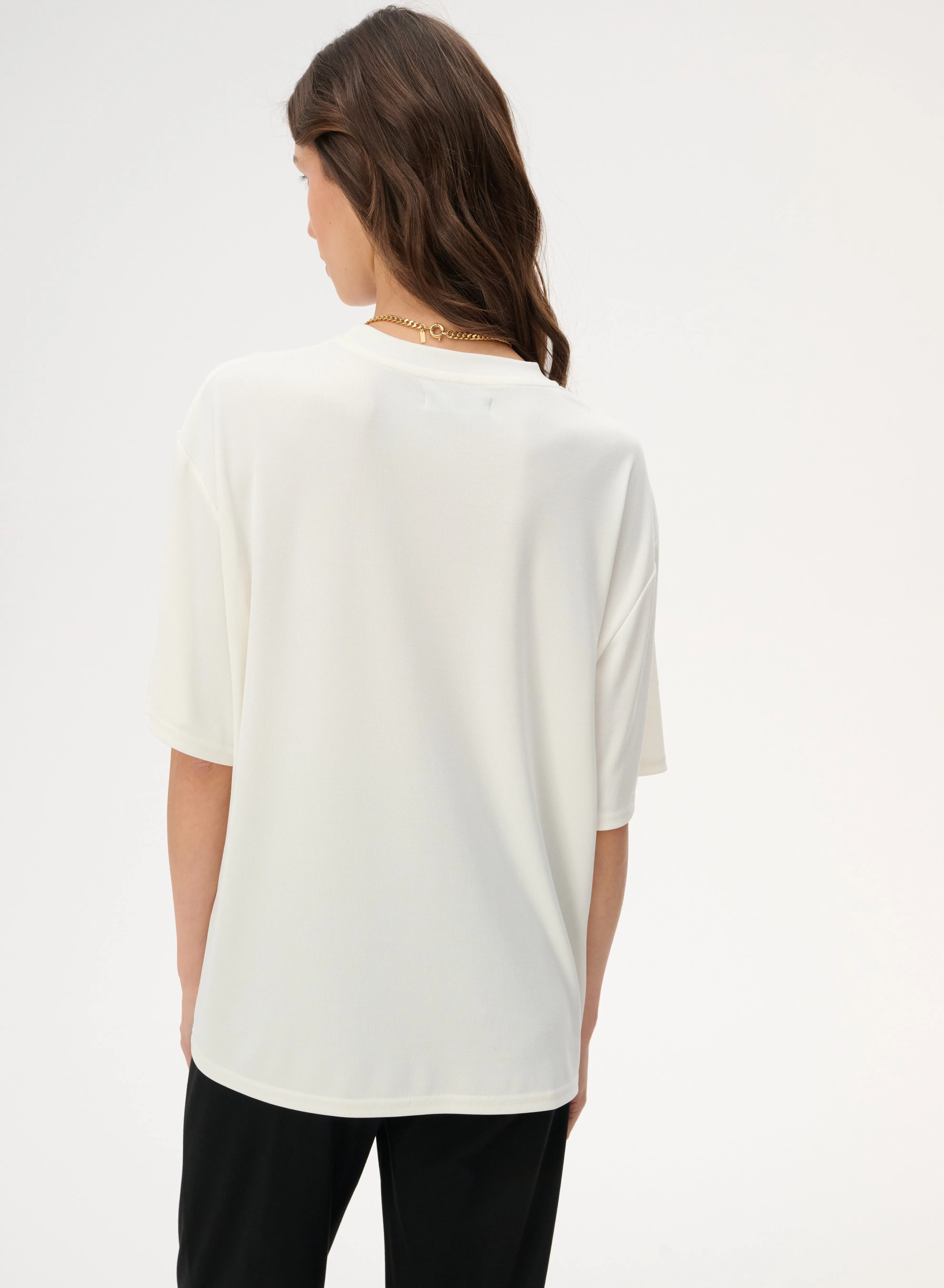 T-shirt z delikatnej dzianiny w kolorze ecru - Colin sold by Le Brand product image thumbnail 4