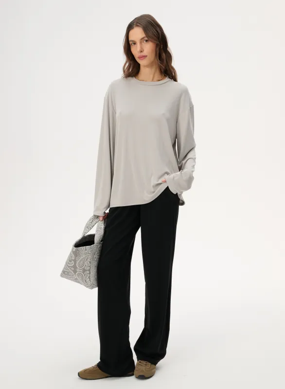 Longsleeve z delikatnej dzianiny w kolorze szarym - Anthony sold by Le Brand