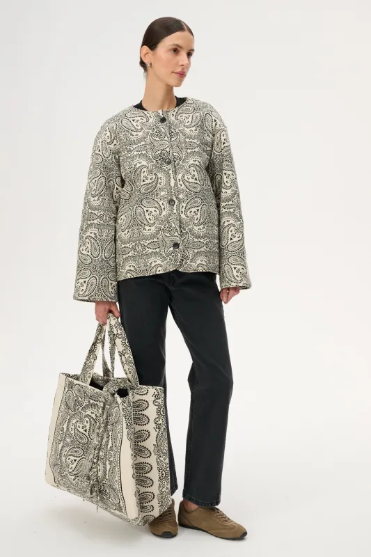 Kurtka z wiskozy z nadrukiem bandany w kolorze ecru - Hana sold by Le Brand