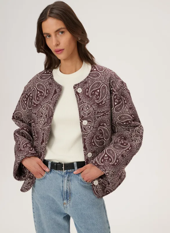 Kurtka z wiskozy z nadrukiem bandany w kolorze burgundowym - Hana sold by Le Brand