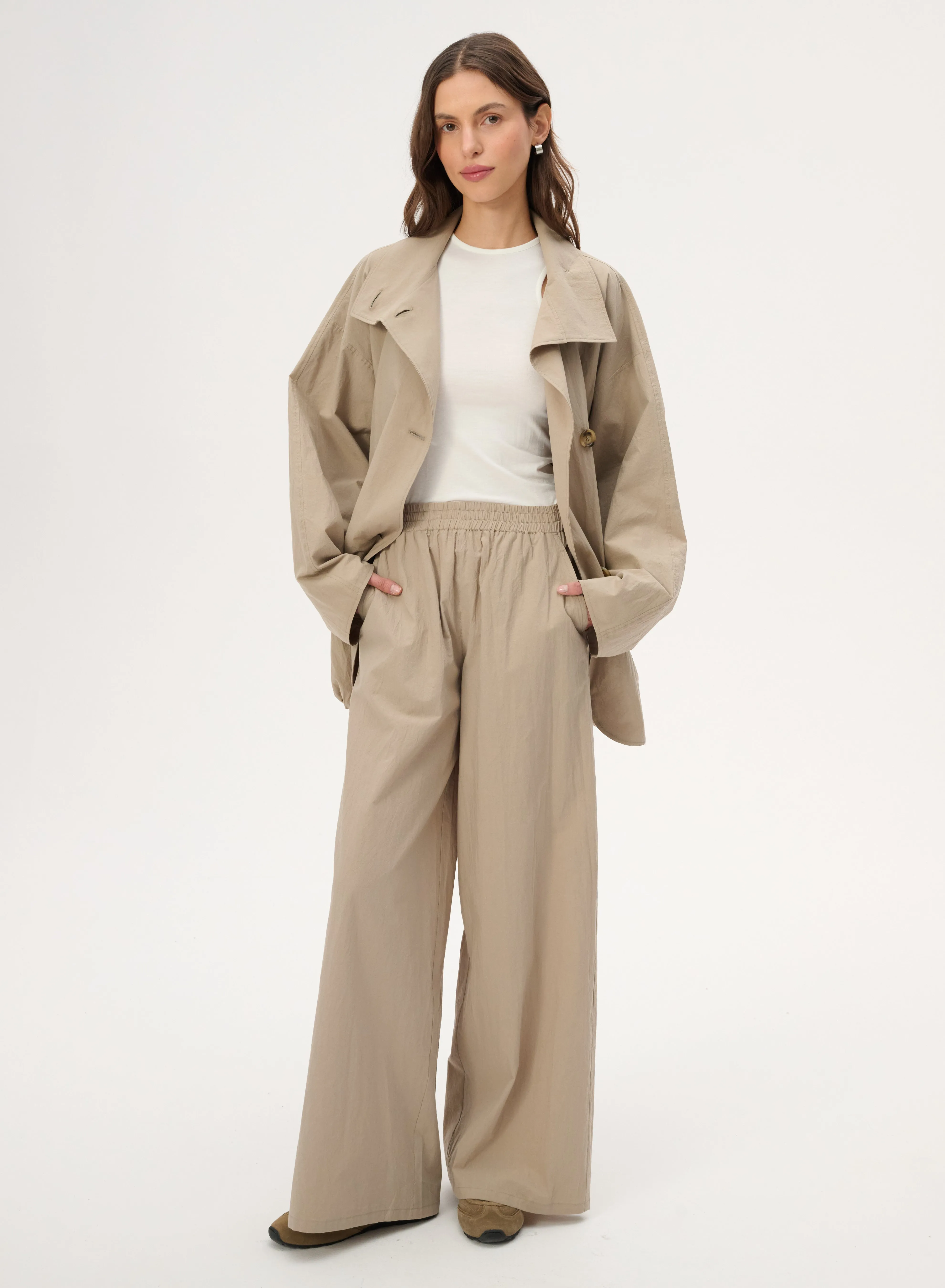 Spodnie z bawełny z szeroką nogawką w kolorze beżowym - Florence sold by Le Brand product image thumbnail 2
