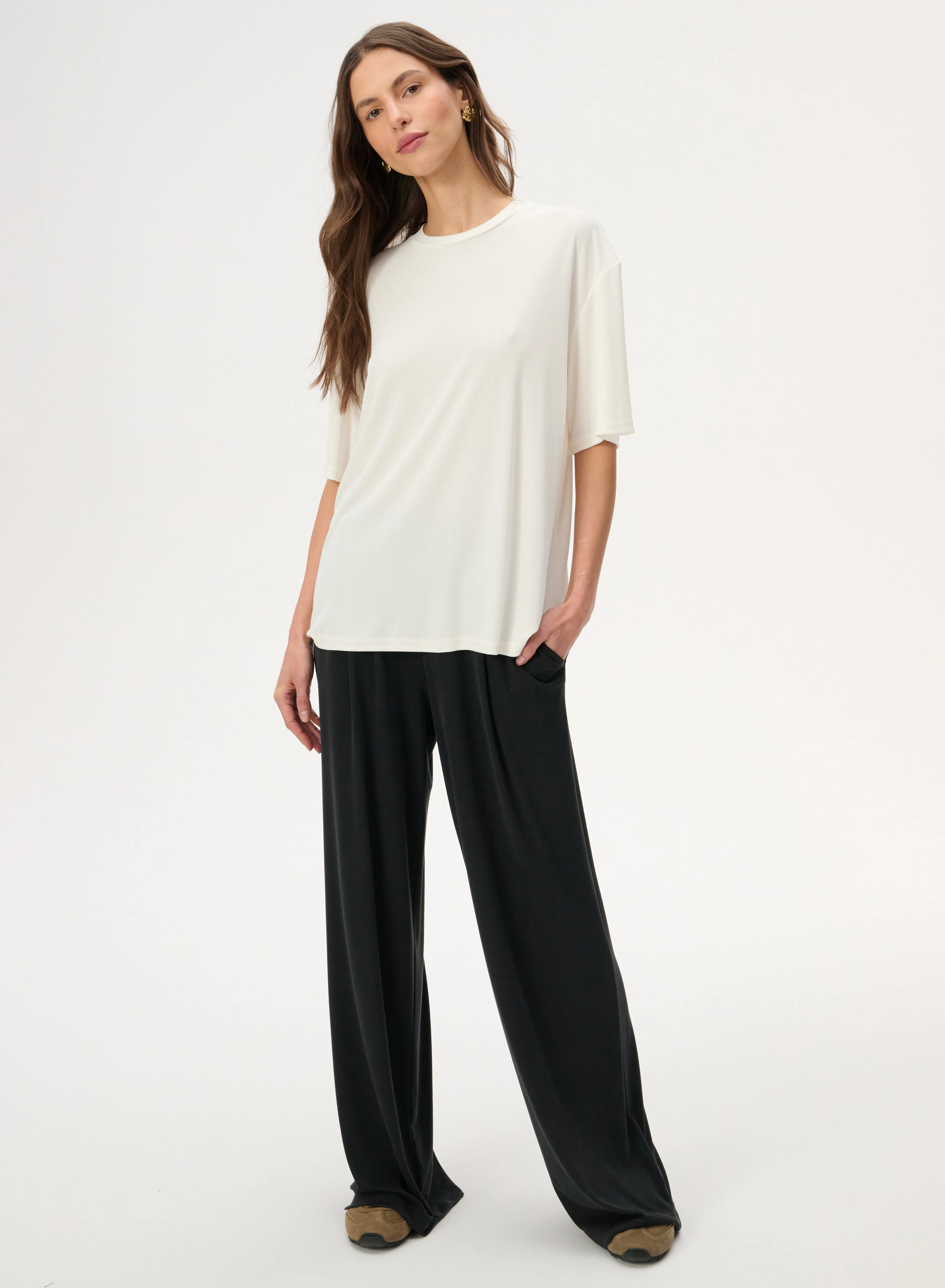 T-shirt z delikatnej dzianiny w kolorze ecru - Ariana sold by Le Brand product image thumbnail 4