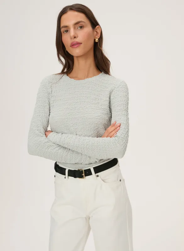 Longsleeve z elastycznej dzianiny w kolorze złamanej bieli -  Faro made by Le Brand