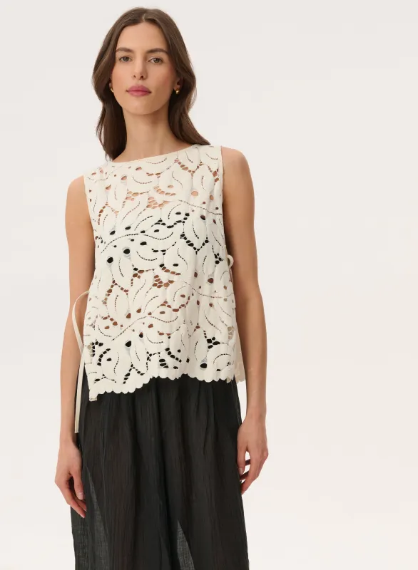 Top z ażurowego materiału w kolorze ecru - Santorini made by Le Brand