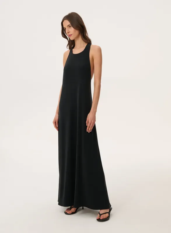 Sukienka z miłej w dotyku dzianiny w kolorze czarnym - Malaga maxi made by Le Brand