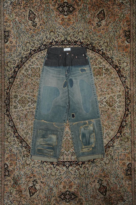 SUGARHILL STRATUM DENIM PANTS WIDE CUT (FADED INDIGO) made by CEDARWOOD