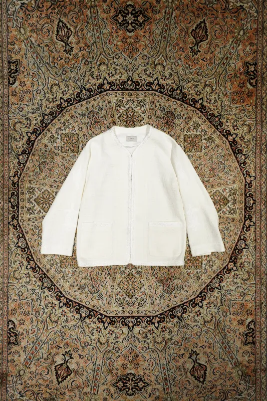 SARTO NO COLLAR JACKET (WHITE) made by CEDARWOOD
