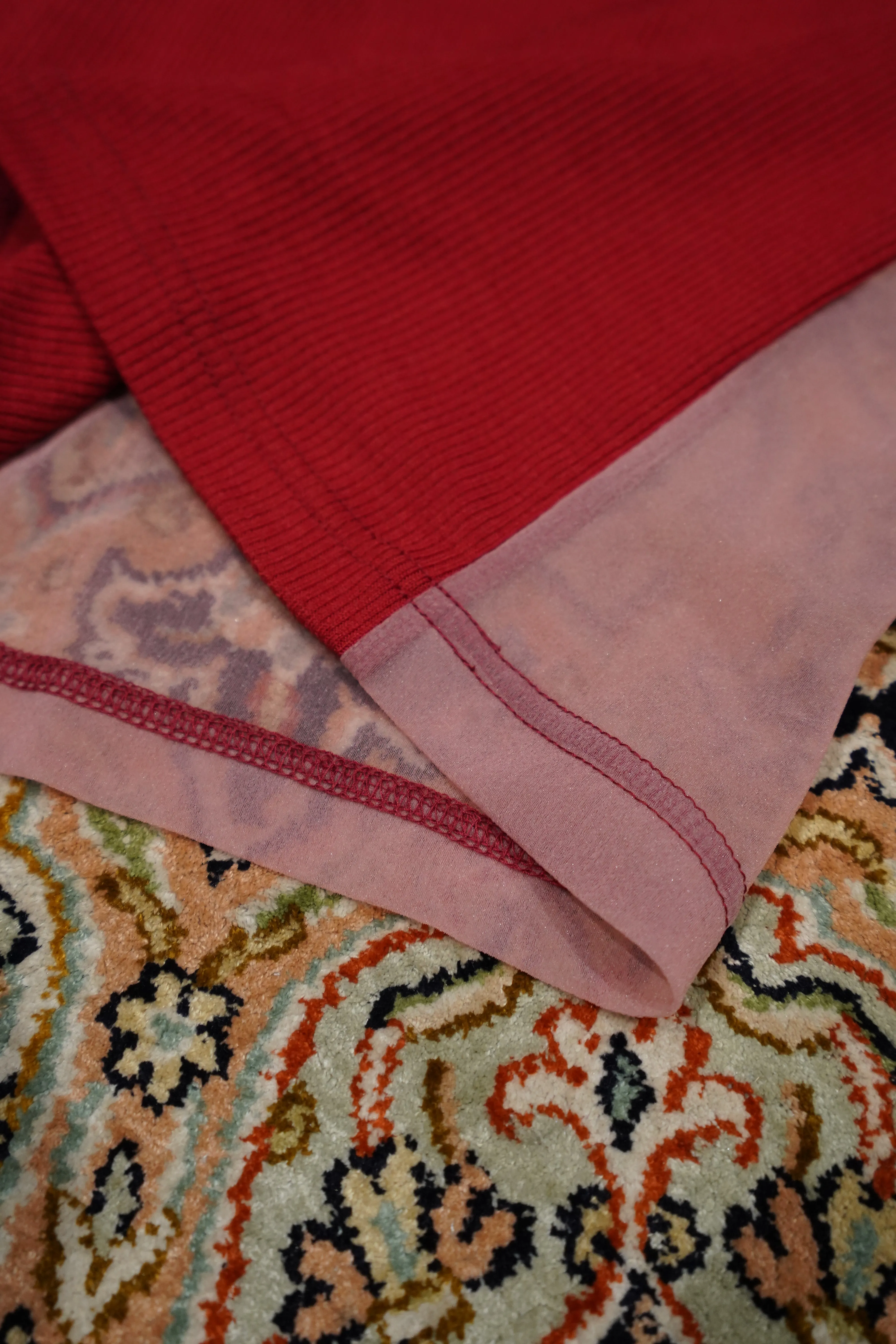 SATORU SASAKI BI-COLOR HIGH-NECKED SEE-THROUGH TOP (RED) sold by CEDARWOOD product image thumbnail 5