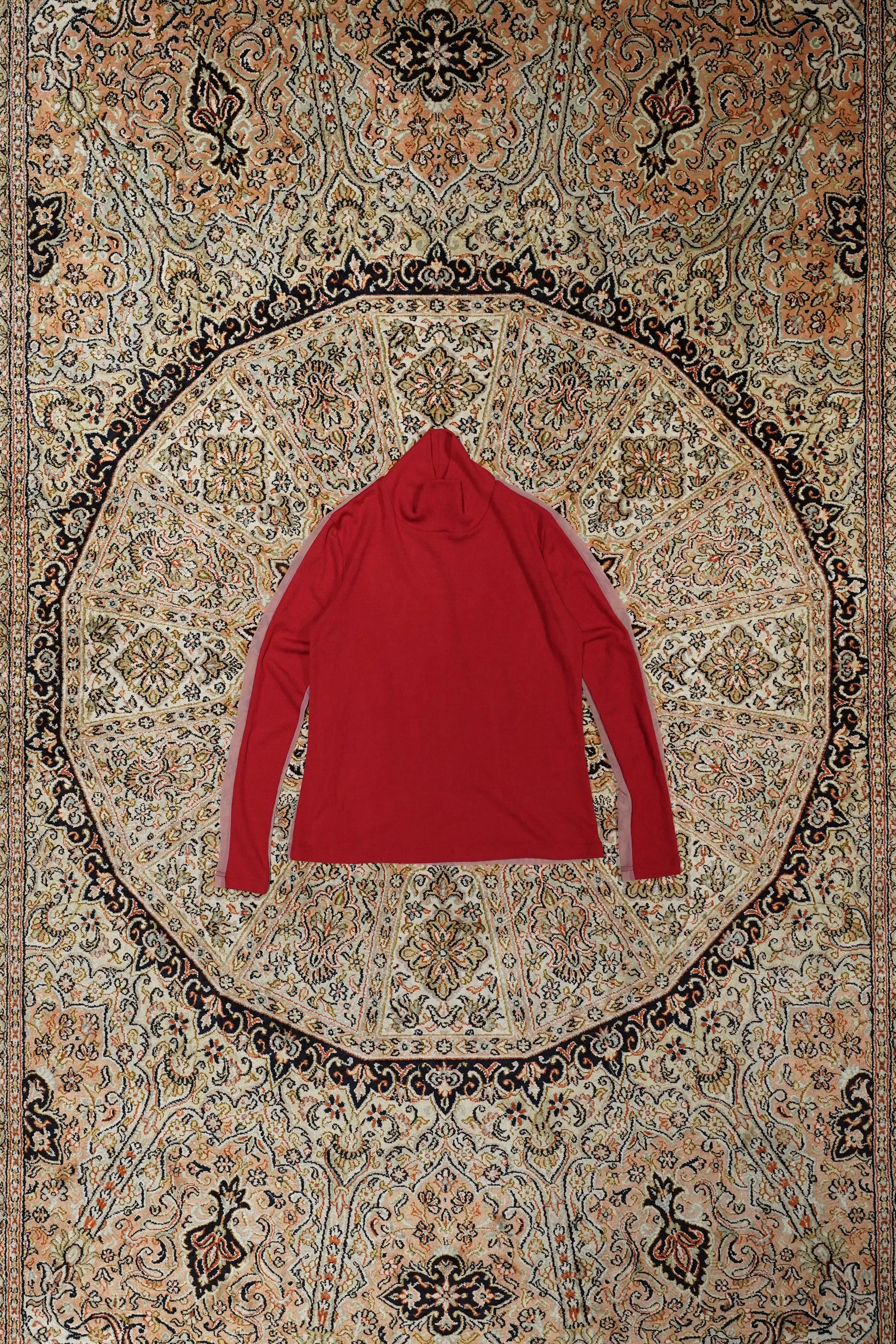 SATORU SASAKI BI-COLOR HIGH-NECKED SEE-THROUGH TOP (RED) sold by CEDARWOOD