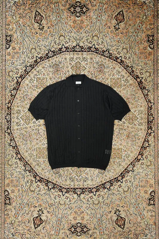 Linen S/S Knit Shirt (BLACK) made by CEDARWOOD
