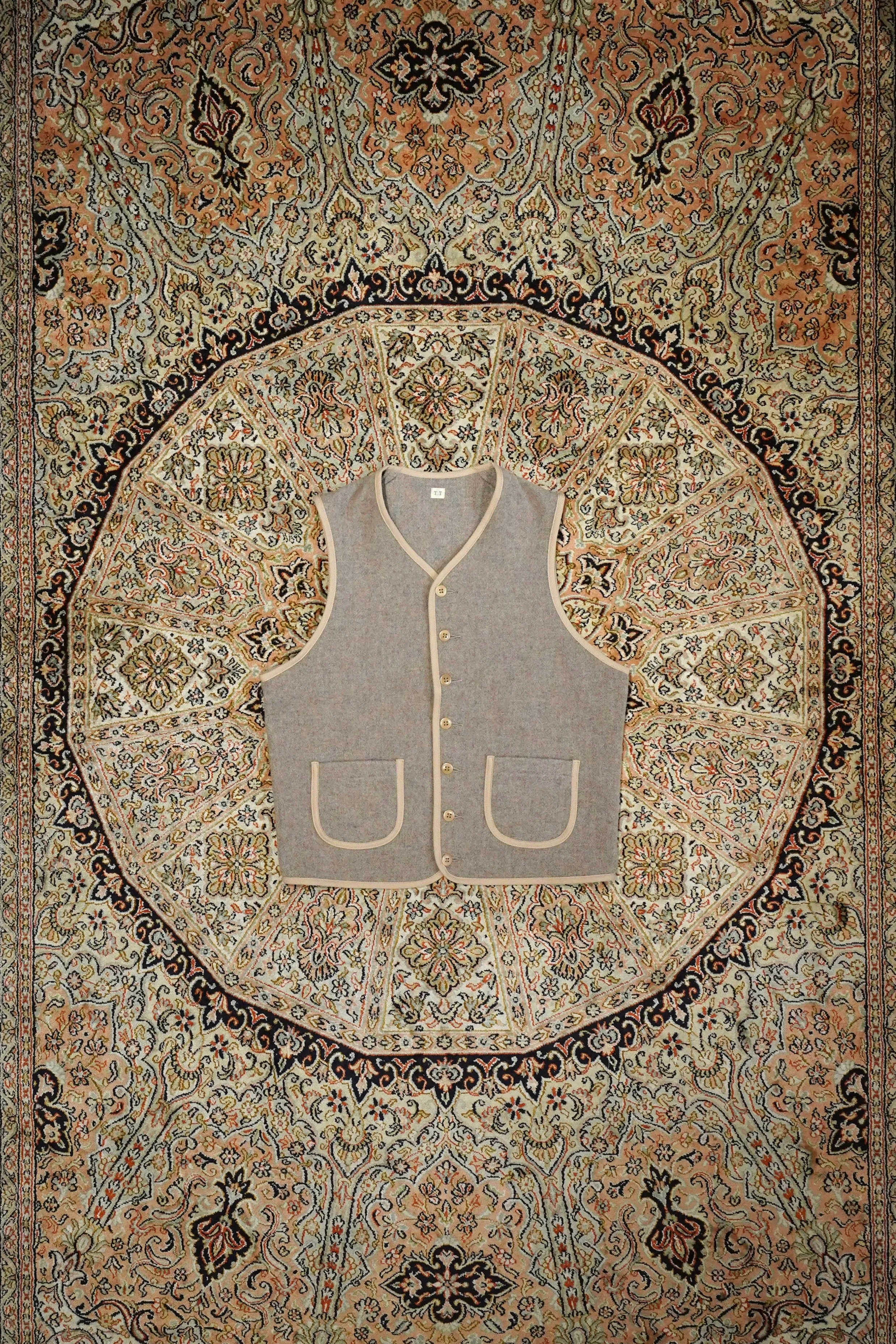 Taiga Takahashi BLANKET VEST (BEIGE) sold by CEDARWOOD