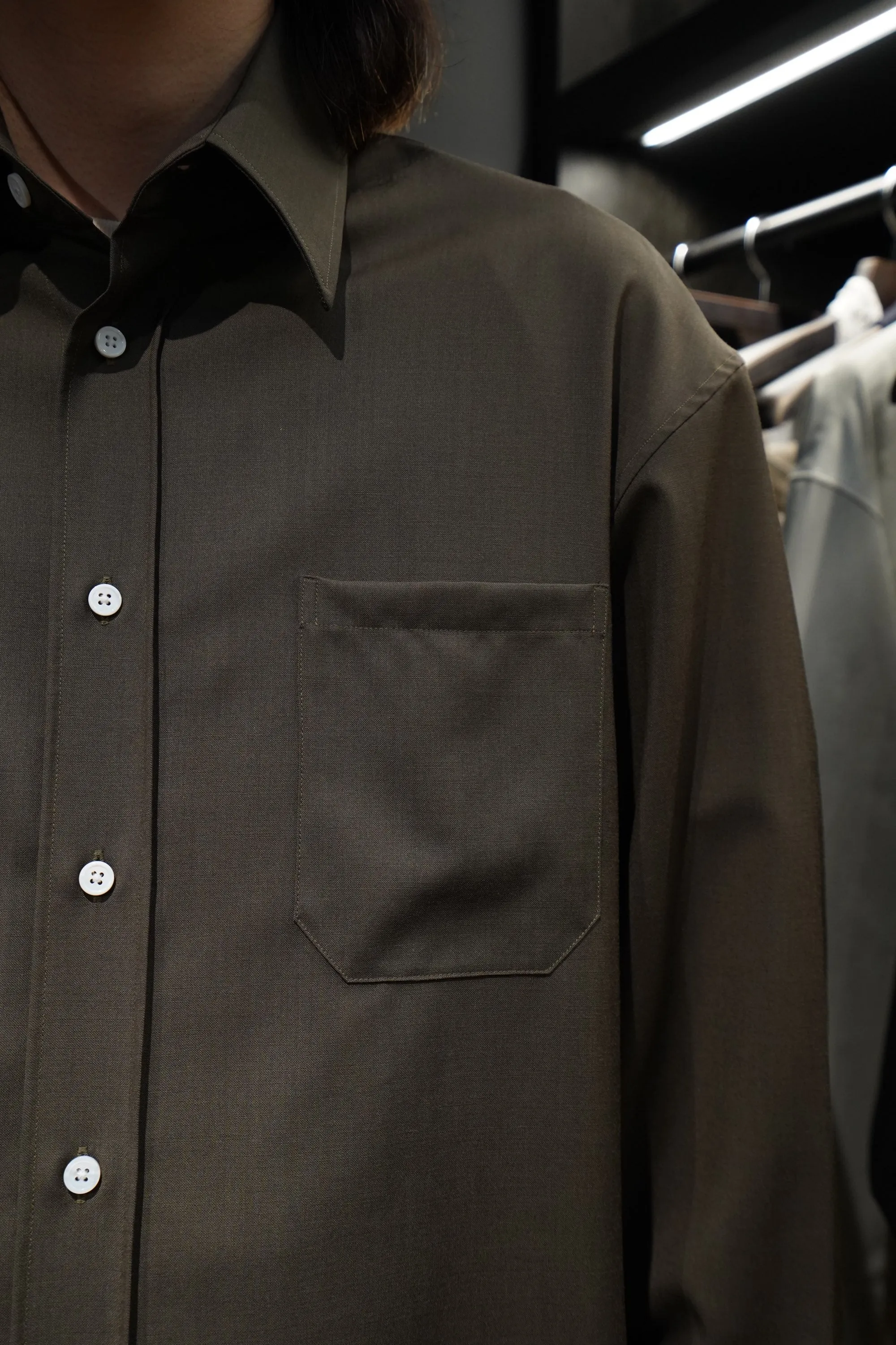 UNIFORME OVERSIZED COOL WOOL SHIRT (DARK KHAKI) sold by CEDARWOOD product image thumbnail 5