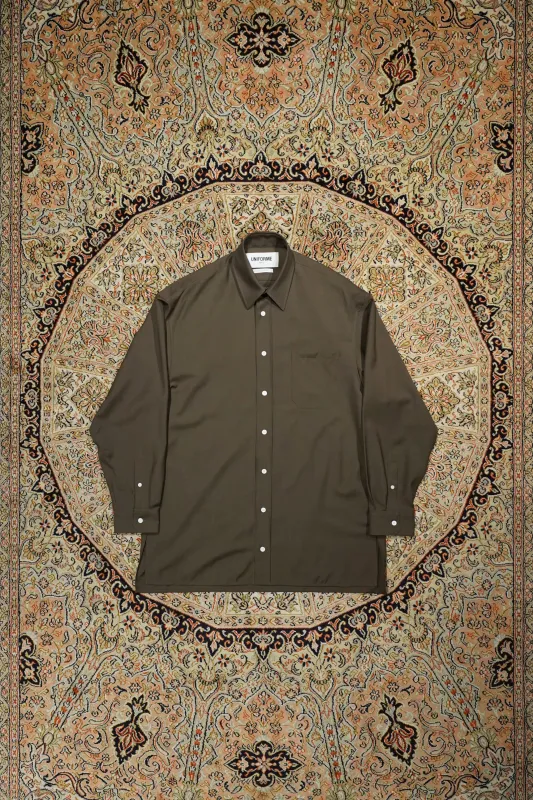 UNIFORME OVERSIZED COOL WOOL SHIRT (DARK KHAKI) made by CEDARWOOD
