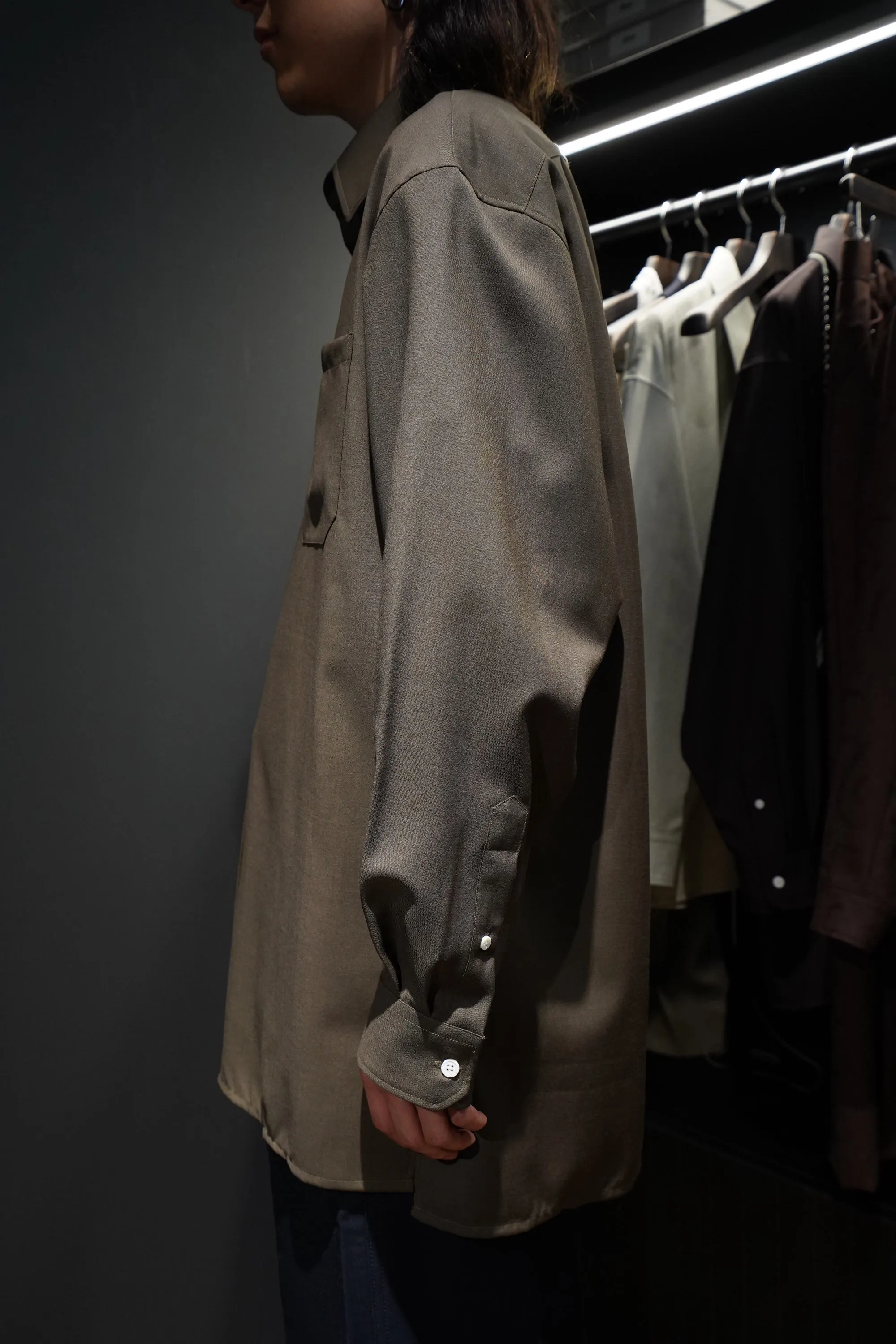 UNIFORME OVERSIZED COOL WOOL SHIRT (DARK KHAKI) sold by CEDARWOOD product image thumbnail 3