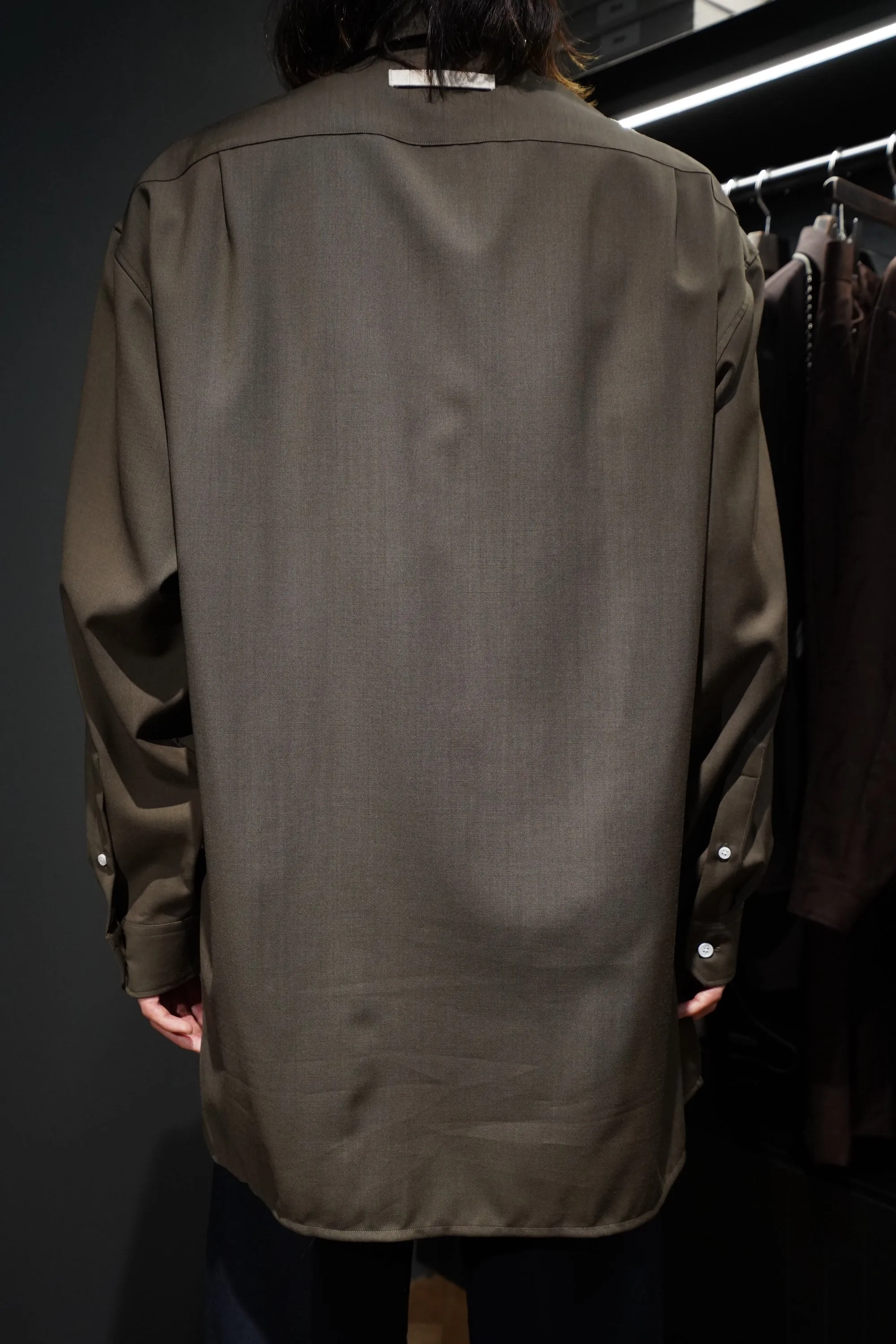 UNIFORME OVERSIZED COOL WOOL SHIRT (DARK KHAKI) sold by CEDARWOOD product image thumbnail 4