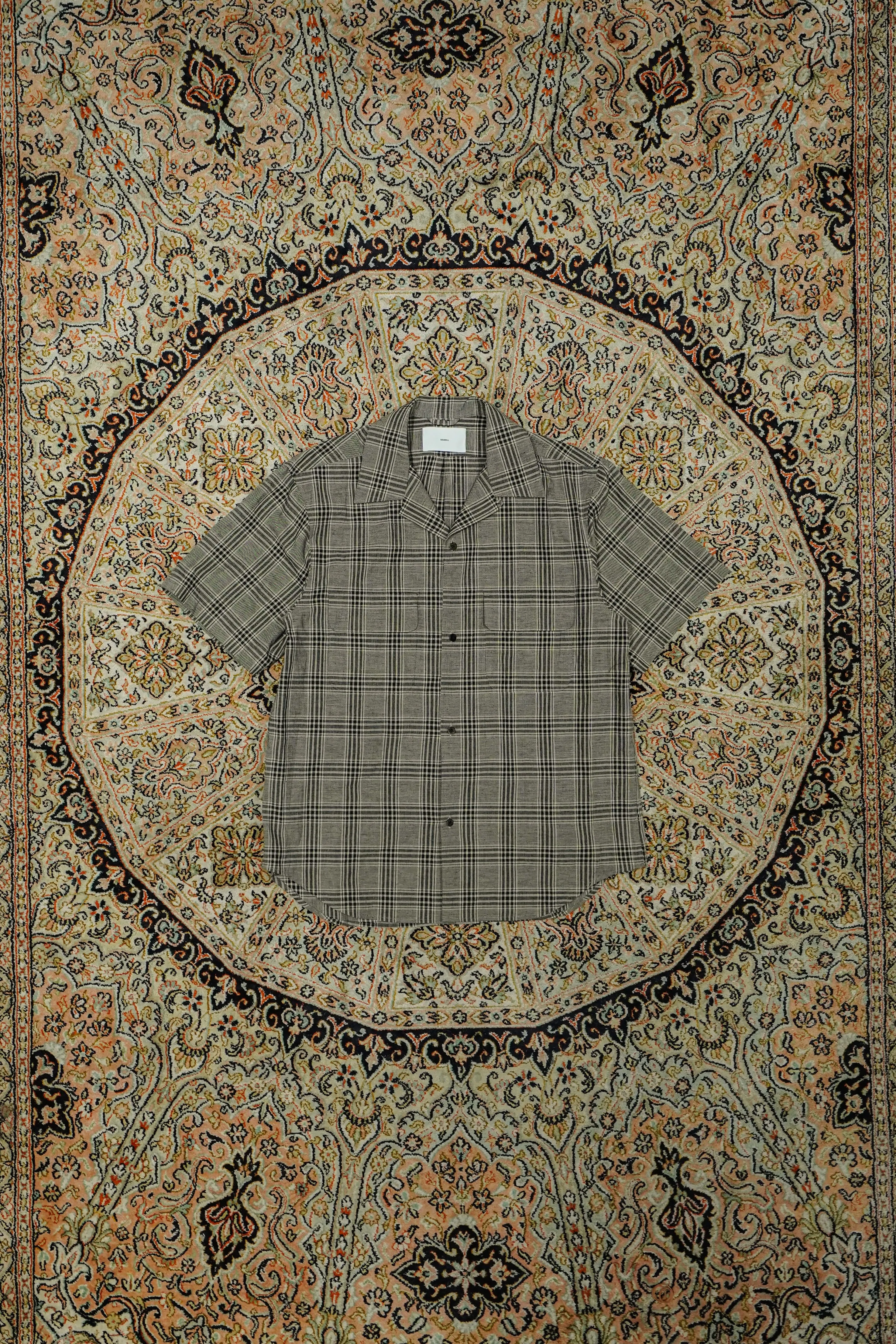 SUGARHILL LINEN OPEN-COLLAR HALF SLEEVE SHIRT (GRAY PLAID) sold by CEDARWOOD