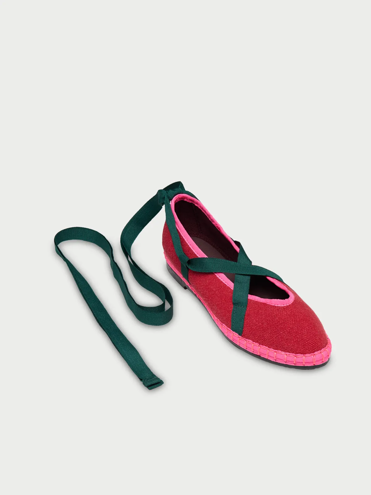 Ribbon Linen Cherry & Green sold by Flabelus product image thumbnail 2