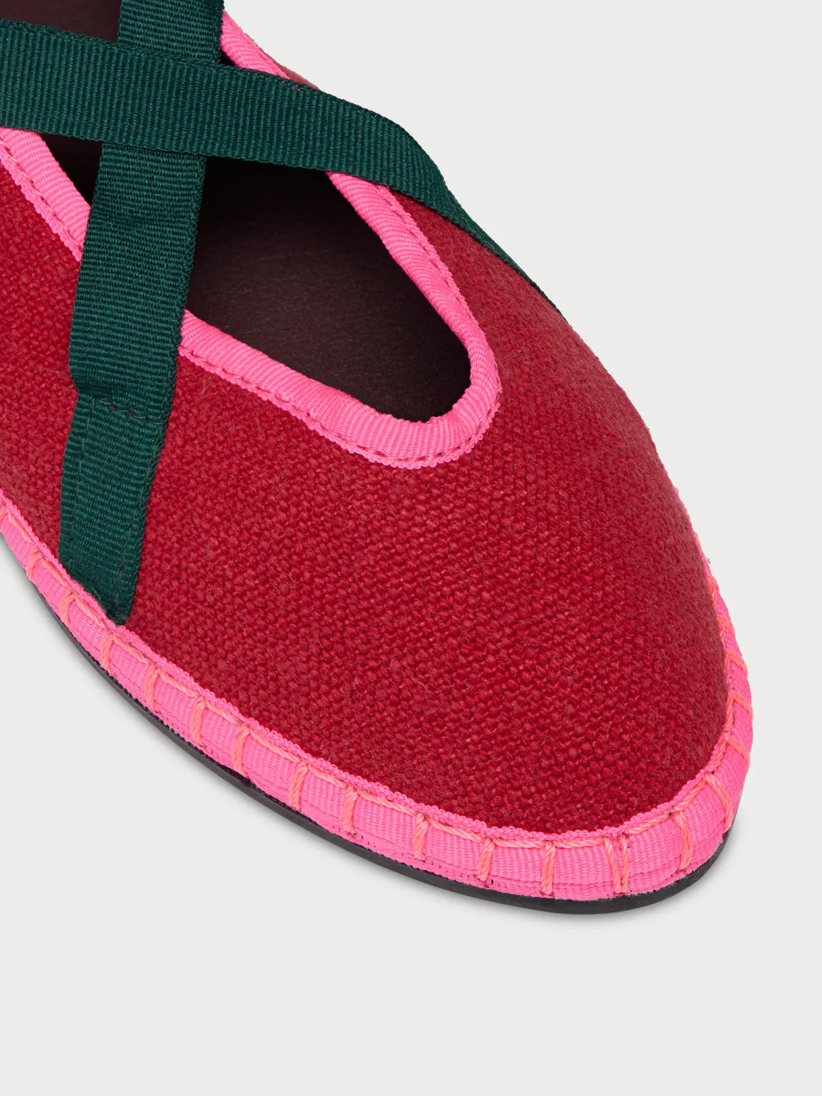 Ribbon Linen Cherry & Green sold by Flabelus product image thumbnail 3